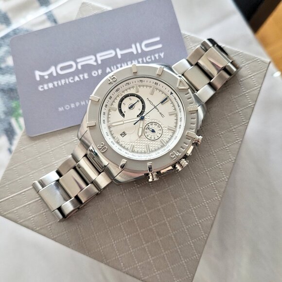 Morphic M94 Series Men's Chronograph White Dial Bracelet Watch - Picture 6 of 7
